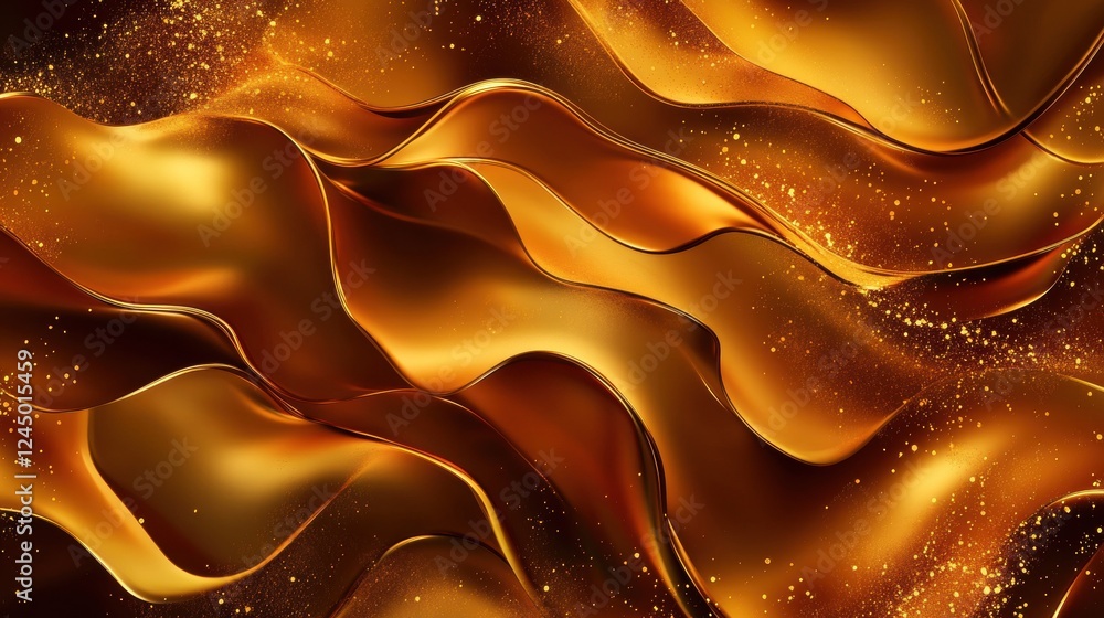 Poster a mesmerizing golden wave pattern with a rich texture, creating a sense of fluidity and luxury.