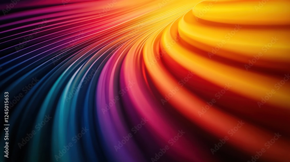 Poster a vibrant wave of colors, blending seamlessly from purple to orange, creating a dynamic and visually