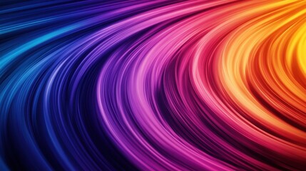 A vibrant swirl of colors transitions from purple to orange, creating a dynamic, energetic wave pattern that evokes movement and creativity.