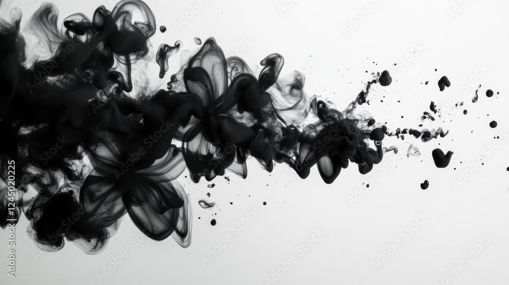 Aufkleber a dynamic abstract design featuring dark floral shapes blending into swirling ink patterns against a