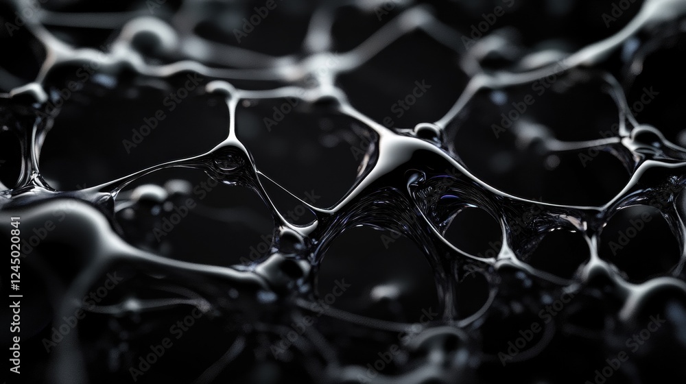 Aufkleber abstract close-up of dark, interconnected bubbles or foam, showcasing intricate patterns and texture