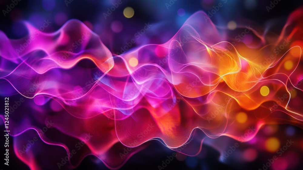 Poster dynamic color waves dance abstract digital art vibrant environment close-up view visual concept for 