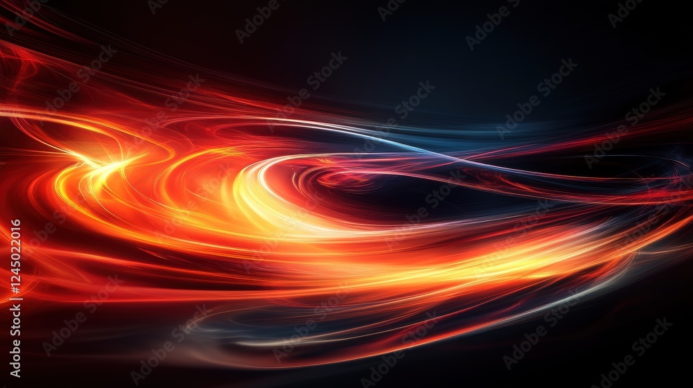 Poster a colorful swirl of red and blue light against a dark background, creating a dynamic and energetic v