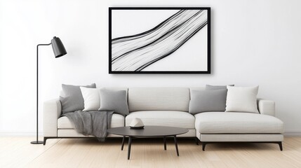Modern Living Room with Abstract Art and Comfortable Sofa Design