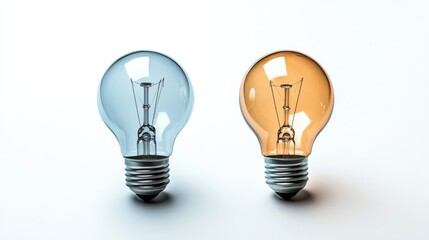 A comparison of traditional and energy-efficient light bulbs, emphasizing savings, isolated on white,