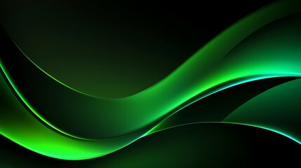 Abstract Green Waves Dark Background Design