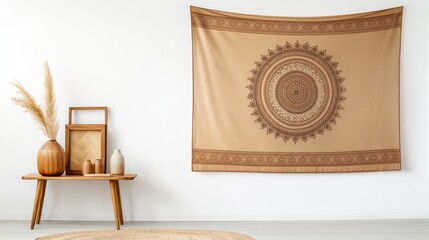Bohemian Wall Hanging with Intricate Mandala Design for Decor