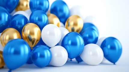 Colorful Balloons in Blue, White and Gold for Celebrations and Events