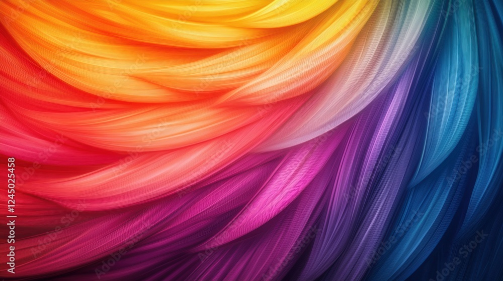 Poster a vibrant swirl of colors ranging from warm yellows and oranges to cool blues and purples, creating 