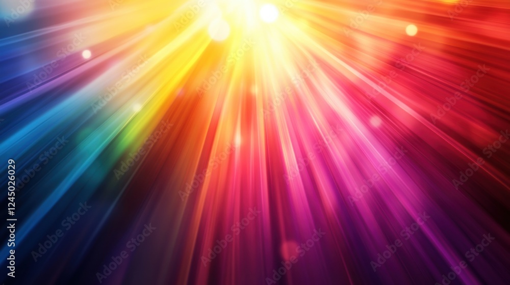 Aufkleber a vibrant burst of colorful light rays radiating outward, creating a dynamic and energetic visual ef