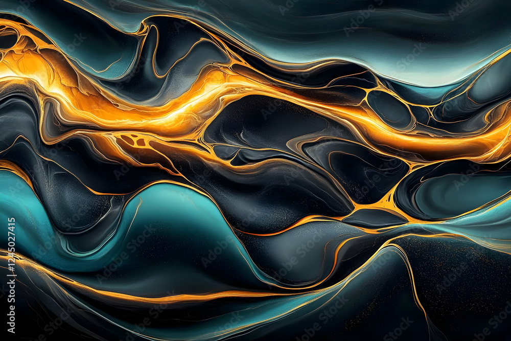 Poster abstract background flows with gold accents dynamically across a dark canvas gracefully