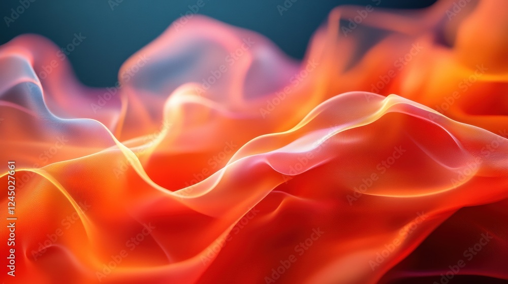 Poster a vibrant abstract representation of flowing fabric in shades of red and orange, creating a dynamic,