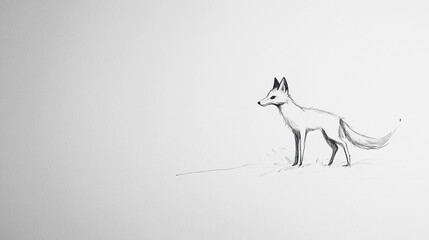 Obraz premium Minimalist white fox illustration, clean artistic design, modern digital rendering, simple abstract monochrome aesthetic