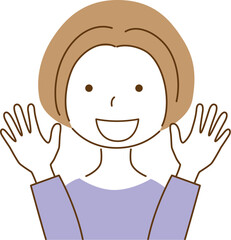 手を開いて喜ぶ女性のイラスト
