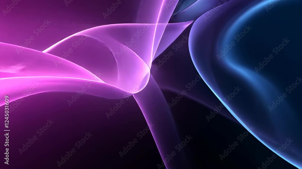 Poster abstract fluid motion with vibrant neon waves and dynamic curves