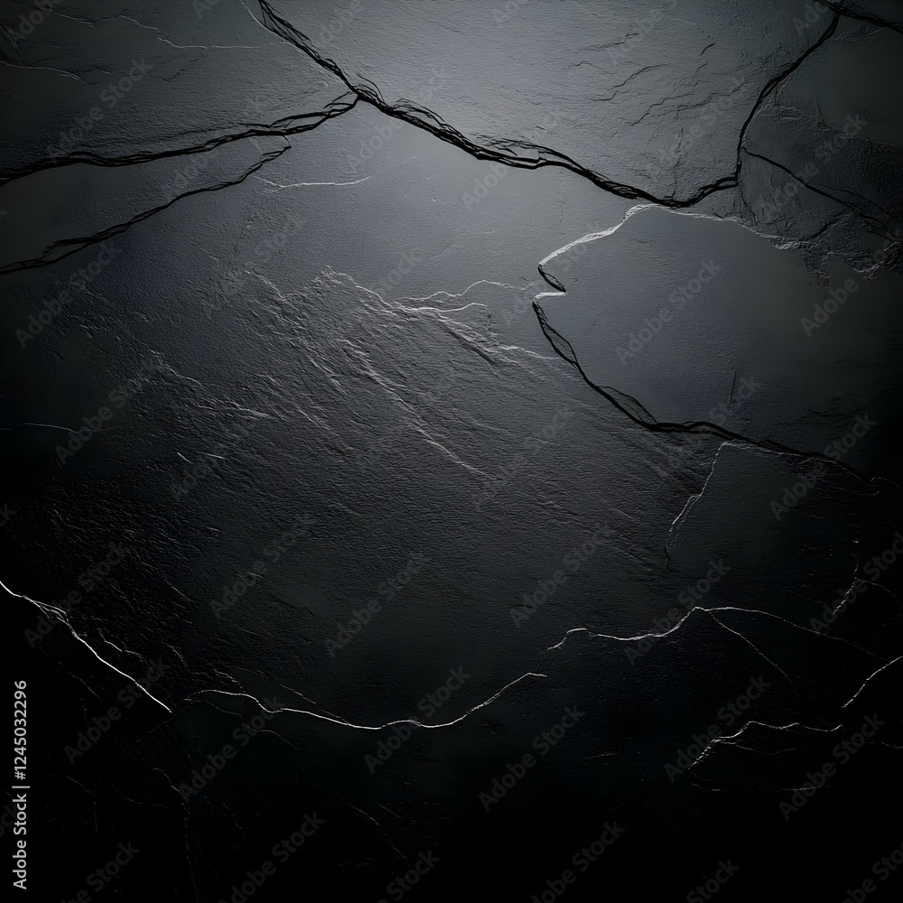 Poster dark stone texture background shows cracks and rough surface details in abstract pattern.