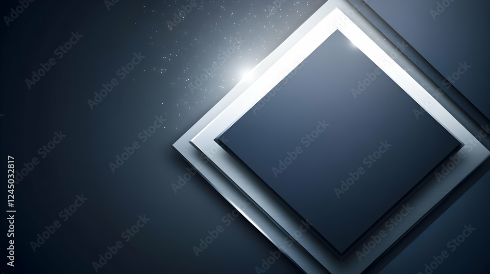 Poster abstract dark blue and silver square background creates elegant and modern design with subtle sparkl