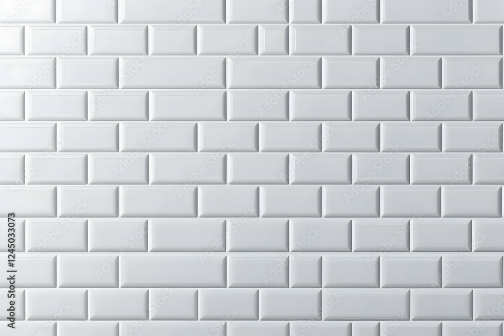 Poster white rectangular tile wall forms a clean and modern background texture with subtle beveled edges