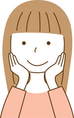 笑顔で喜ぶ女性の上半身イラスト
