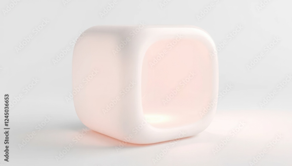 Poster white illuminated cube abstract 3d render