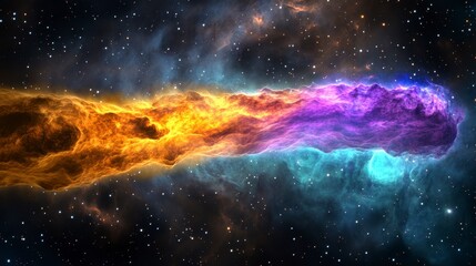 Colorful Cosmic Nebula with Swirling Gas and Stars in Background