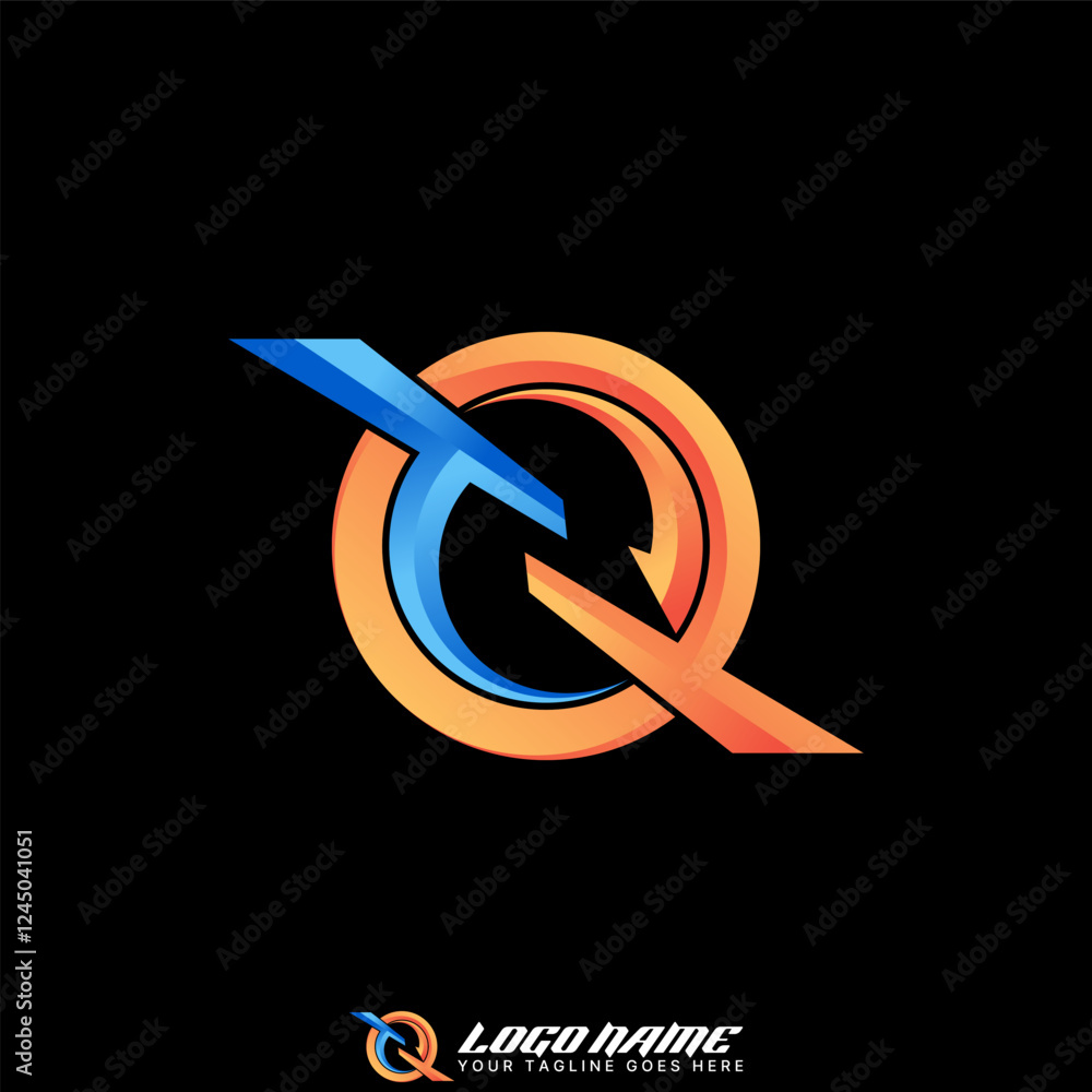 Poster logo design graphic concept creative premium vector stock image graphic initial tq qt tt font arrow 