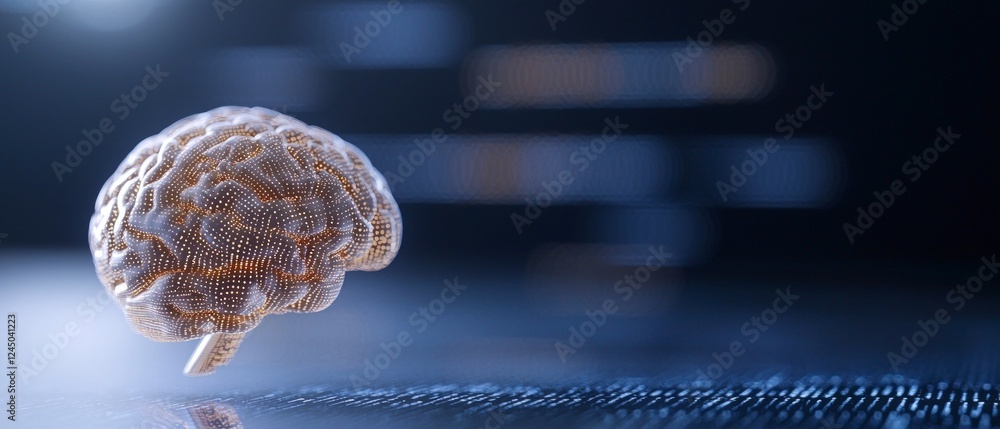 Poster abstract digital brain ai neural network technology concept