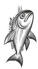 Obraz premium Detailed Fish Illustration Swims Upward Gracefully with Detailed Fins and Scales