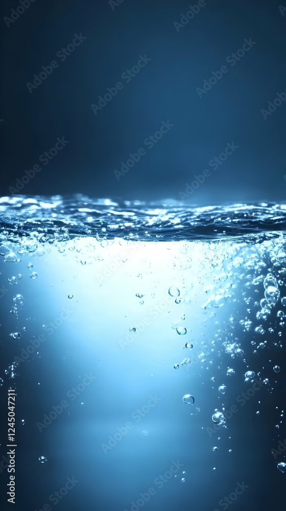 Poster clear water with bubbles creates a refreshing and elegant background for various design purposes.