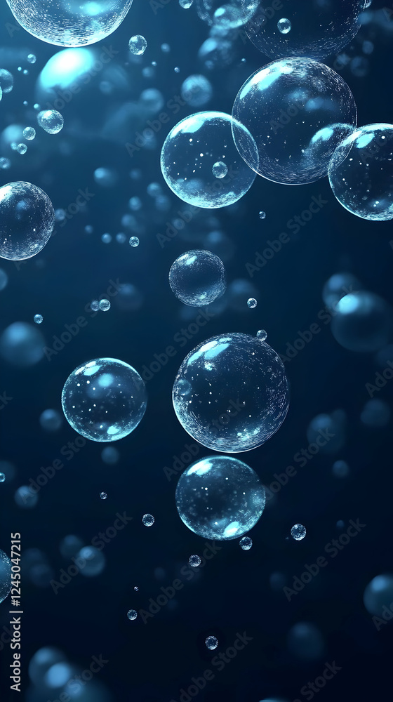 Poster abstract background with floating 3d spheres creates a mesmerizing and futuristic visual experience.