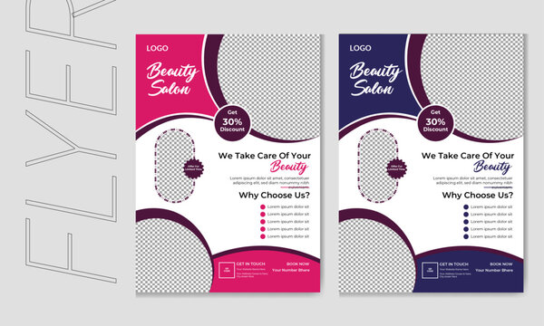 Modern and minimalist beauty spa salon flyer  design template with women fashion parlor  flyer template vector illustration.  