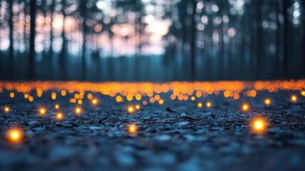 Magical Firefly Forest  Glowing Lights  Nature Background  Dusk Scene