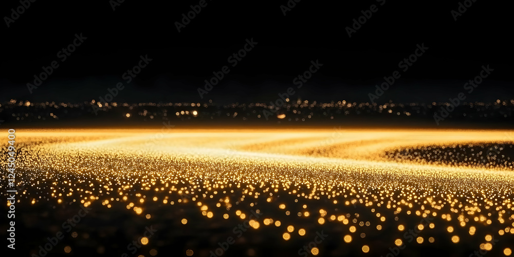 Aufkleber golden particles flowing abstract background with bokeh effect and soft focus