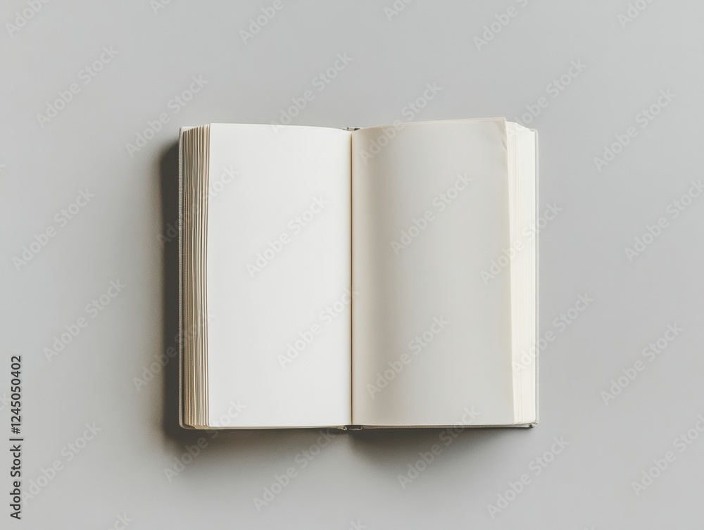 Poster blank open book on gray background ready for content writing or art display ready for text and image