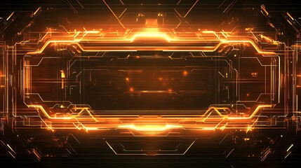 Abstract Orange Glowing Circuit Board Design