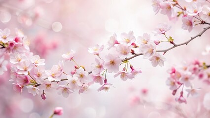 Obraz premium Delicate cherry blossom branches with subtle pink hues and gentle curves