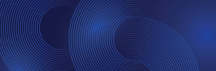 Circle lines abstract vector background. Minimal geometric circular dark blue pattern. Technology design concept. Modern shiny rounded lines banner.