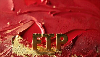 Golden FTP Letters on Red and Gold Abstract Background