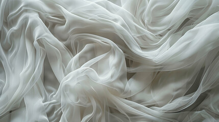 Fototapeta premium Soft, flowing white fabric draped elegantly, creating a serene backdrop for design projects