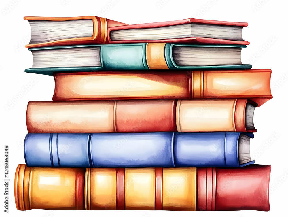 Poster Stack of Colorful Books Forms a Tower of Knowledge and Learning