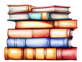 Stack of Colorful Books Forms a Tower of Knowledge and Learning