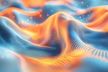 Obraz premium Vibrant 3D orange and blue fractal background, crafted with AI for a dynamic and mesmerizing visual effect.
