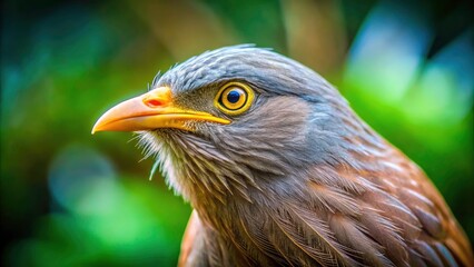 Fototapeta premium Drone Photography: Close-Up Jungle Babbler, Indian Subcontinent Bird, Leiothrichidae Family