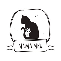 Mama Mew typography design vector. best gift for Cat lover mom  