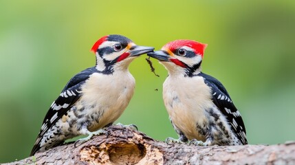 Woodpeckers feeding, forest, nature, wildlife