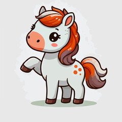 Cute Pony in Flat Illustration