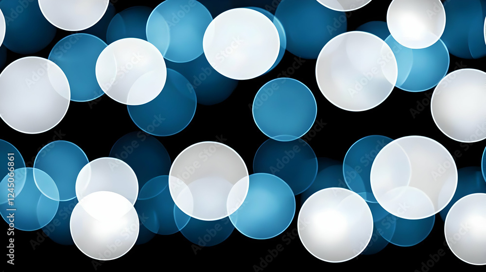 Poster abstract background with blue and white bokeh circles gently overlapping on a dark backdrop