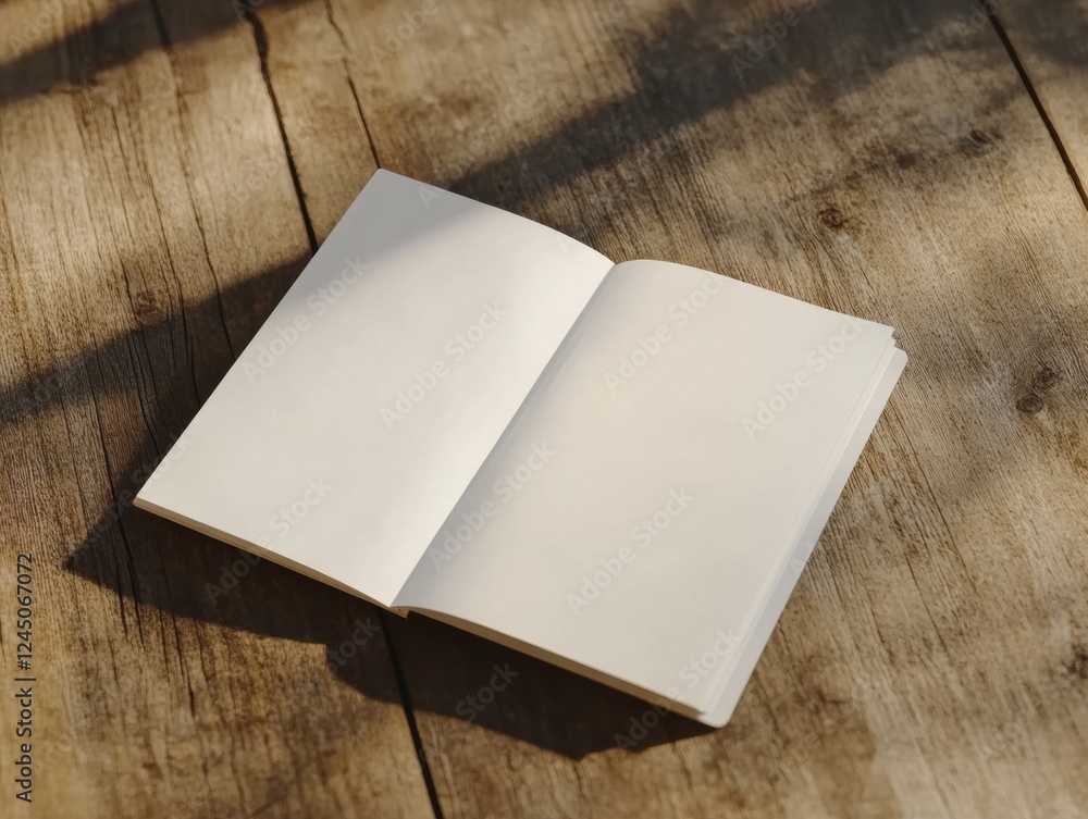 Aufkleber open book displayed on a wooden table surface creating a calm and peaceful atmosphere 88 char