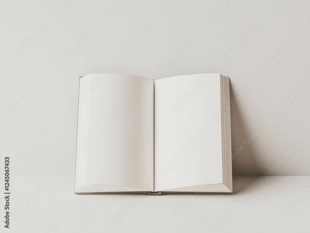 Fototapete open book displaying blank pages for text or design in a bright studio setting presentation