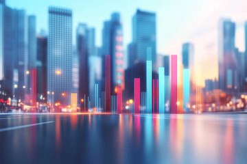 Obraz premium Colorful abstract cityscape with digital elements